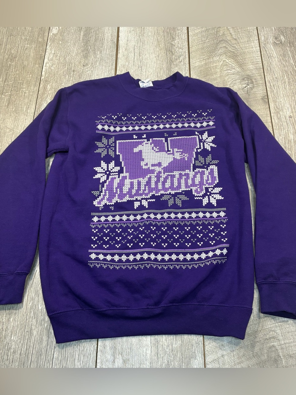 Western university mustang purple winter design crew neck sweatshirt women’s SM